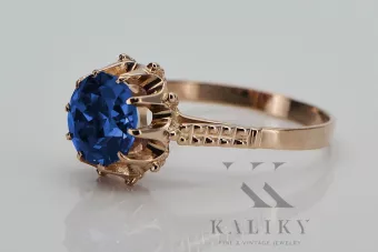 Δαχτυλίδι από ροζ-κόκκινο χρυσό 14k 585 με Ζαφείρι vrc045 Vintage