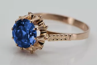 Δαχτυλίδι από ροζ-κόκκινο χρυσό 14k 585 με Ζαφείρι vrc045 Vintage