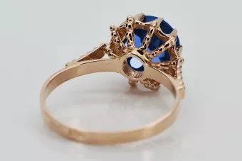 Δαχτυλίδι από ροζ-κόκκινο χρυσό 14k 585 με Ζαφείρι vrc045 Vintage
