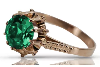 Vintage rose pink 14k gold 585 Emerald ring vrc045 Vintage