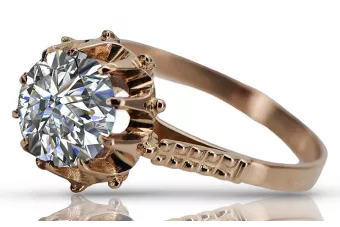 Δαχτυλίδι από ροζ κόκκινο χρυσό 14k 585 με Ζυρκόνια vrc045 Vintage