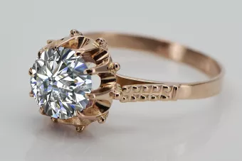Pierścionek z różowego czerwonego złota 14k 585 z Cyrkonią vrc045 Vintage