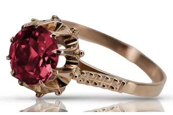 Prsten růžové červené zlato 14k 585 s Rubin Vrc045 vintage