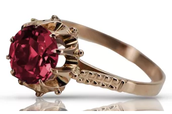Руско съветско розово розово 14k злато 585 Ruby пръстен vrc045 Vintage