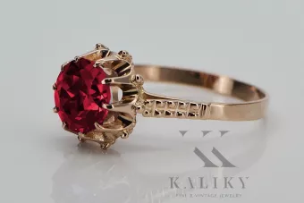 Δαχτυλίδι από ροζ κόκκινο χρυσό 14k 585 με Ρούμπι vrc045 Vintage