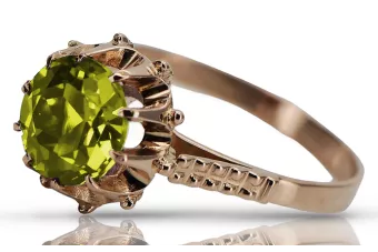Российское советское серебряное кольцо с розовым золотом 925 пробы с перидотом vrc045rp Vintage
