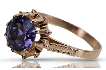 Русское советское серебряное кольцо с розовым золотом 925 пробы с александритовым покрытием vrc045rp Vintage