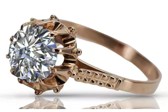 Российское советское серебряное кольцо с розовым золотом 925 пробы с цирконом vrc045rp Vintage