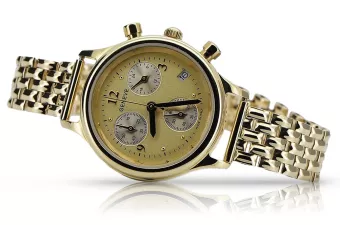 Goldene Herrenuhr Geneve ★ zlotychlopak.pl ★ Gold Reinheit 585 333 Niedriger Preis!