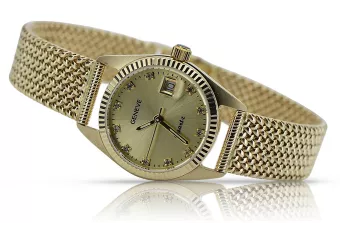 Жълти 14k 585 златен женски ръчен часовник Женевски часовник lw020ydyz&lbw003y