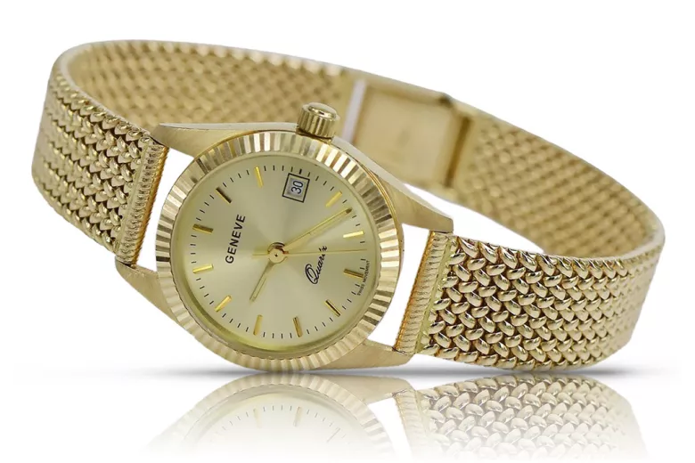 Montre Femme Italienne en Or 14K, Ronde 24mm, Quartz