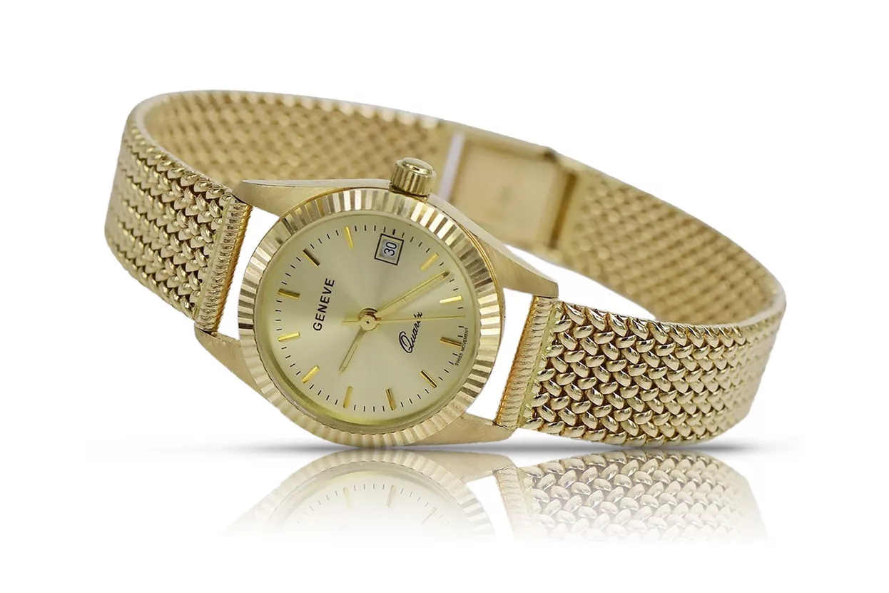 Montre Femme Italienne en Or 14K, Ronde 24mm, Quartz