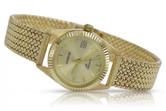 Желтые женские наручные часы из золота 14 карат 585 пробы Geneve watch lw020ydy&lbw003y