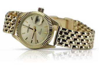 Goldene Herrenuhr Geneve ★ zlotychlopak.pl ★ Gold Reinheit 585 333 Niedriger Preis!