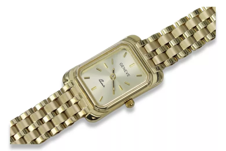Złoty zegarek z bransoletą damską 14k włoski Geneve lw003ydg&lbw007y