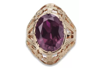 Russische sowjetische Rose 14 Karat 585 Gold Alexandrit Rubin Smaragd Saphir Zirkon Ring vrc014