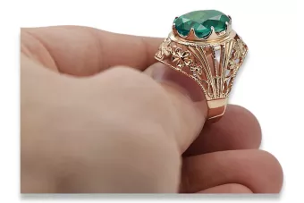 Ruská sovětská růže 14k 585 Zlato Alexandrite Ruby Emerald Sapphire Zircon Ring VRC014