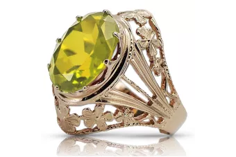 Russischer sowjetischer rosafarbener 14 Karat Gold 585 Peridot Ring vrc031 Vintage