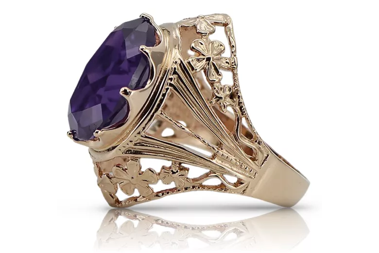 intage Rose Rose 14K Or 585 Alexandrite Bague VRC031R Russe Soviétique Vintage Art Deco Style