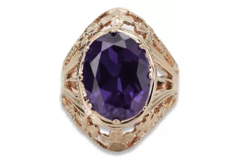 intage Rose Rosa 14k Gold 585 Alexandrite Ring VRC031R Russischer sowjetischer Weinlesekunst-Deko-Stil