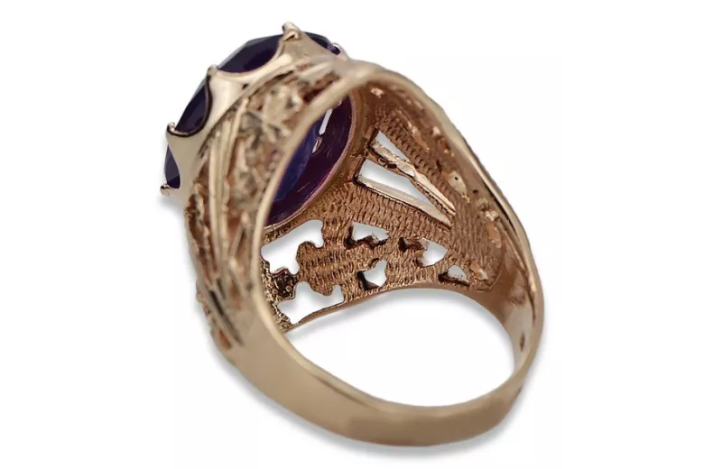 intum Rose Pink 14k Gold 585 Олександритовий кільце VRC031R Російський радянський старовинний стиль арт-деко