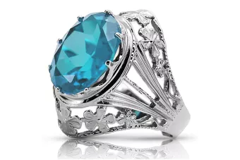 Silver Russian 925 Ring s Aquamarine VRC031S vinobraní