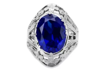 Sidabrinis žiedas Rusijos 925 su safiru vrc031s Vintage