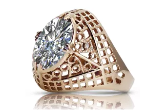 Russischer sowjetischer Rosé-Rosa-Ring aus 14 Karat Gold mit 585 Kubikzirkonen vrc030