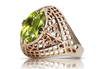 Russischer sowjetischer rosafarbener 14k Gold 585 Peridot Ring vrc030 Vintage