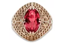 Pierścionek z różowego czerwonego złota srebrny pozłacany 925 z Rubinem vrc030rp Vintage