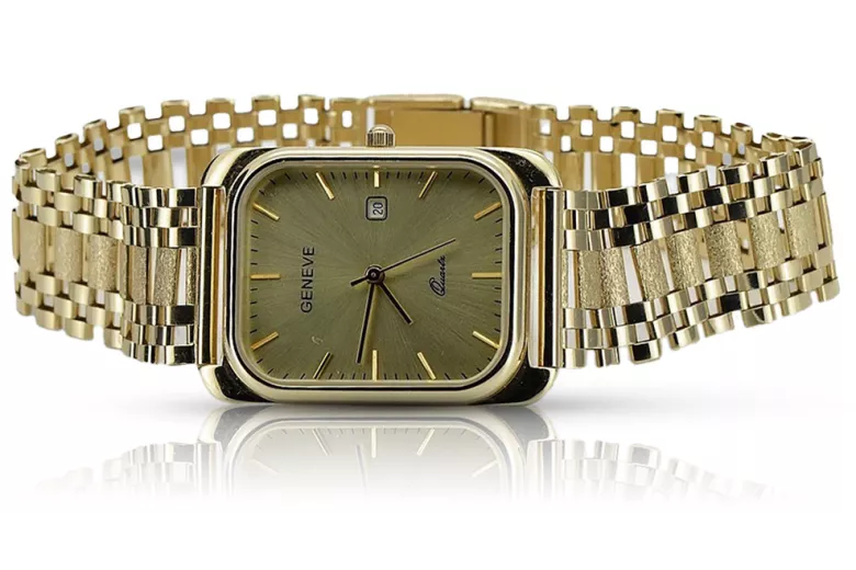 Gold men's watch Geneve ★ zlotychlopak.pl ★ Gold purity 585 333 Low Price!