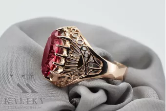 Δαχτυλίδι από ροζ κόκκινο χρυσό 14k 585 με Ρούμπι vrc020 Vintage