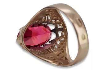 Δαχτυλίδι από ροζ κόκκινο χρυσό 14k 585 με Ρούμπι vrc020 Vintage