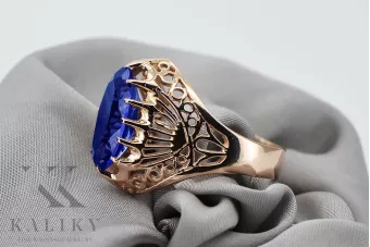 Δαχτυλίδι από ροζ χρυσό 14k 585 με ζαφείρι vrc020 Vintage