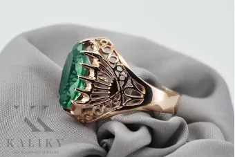 Δαχτυλίδι από ροζ χρυσό 14k 585 με σμαράγδι vrc020 Vintage