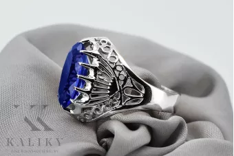 Ασημένιο Δαχτυλίδι Ρωσικό 925 με Ζαφείρι vrc020s Vintage