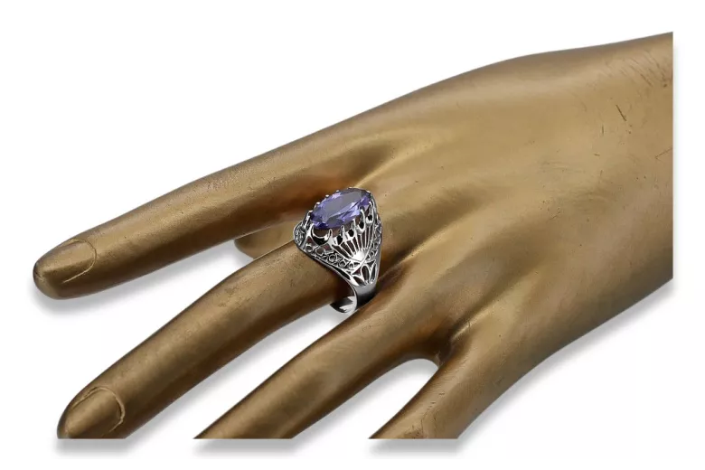 Srebrny pierścionek Rosyjski 925 z Aleksandrytem vrc020s Vintage