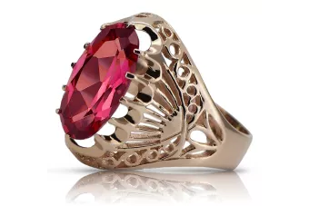 Российское советское серебряное кольцо с розовым золотом 925 пробы с рубином vrc020rp Vintage