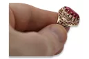 Pierścionek z różowego czerwonego złota srebrny pozłacany 925 z Rubinem vrc020rp Vintage