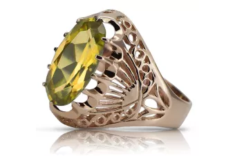 Russischer sowjetischer 925 Silber Roségold vergoldeter Peridot Ring vrc020rp Vintage
