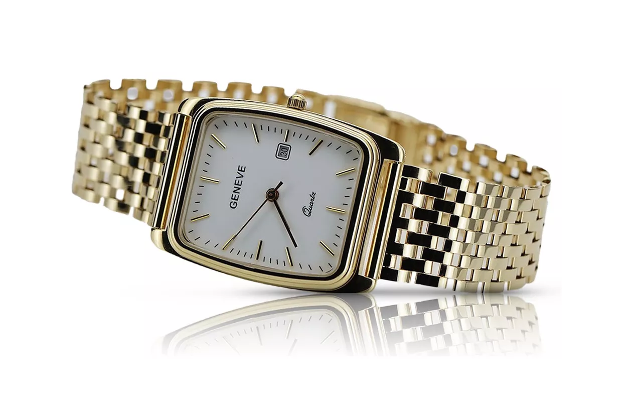 Złoty zegarek męski 14k 585 Geneve mw001ydw&mbw005y