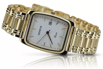 желтые 14k 585 золотые мужские часы Geneve mw001ydw&mbw009y