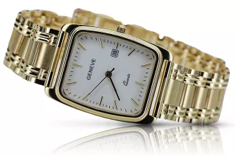 Жовтий 14k 585 золотий чоловічий годинник Geneve mw001ydw&mbw009y