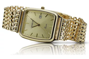 желтые 14k 585 золотые мужские часы Geneve mw002y&mbw004y