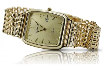 Złoty zegarek męski 14K Geneve, mechanizm kwarcowy, 18mm | Zlotychlopak.pl