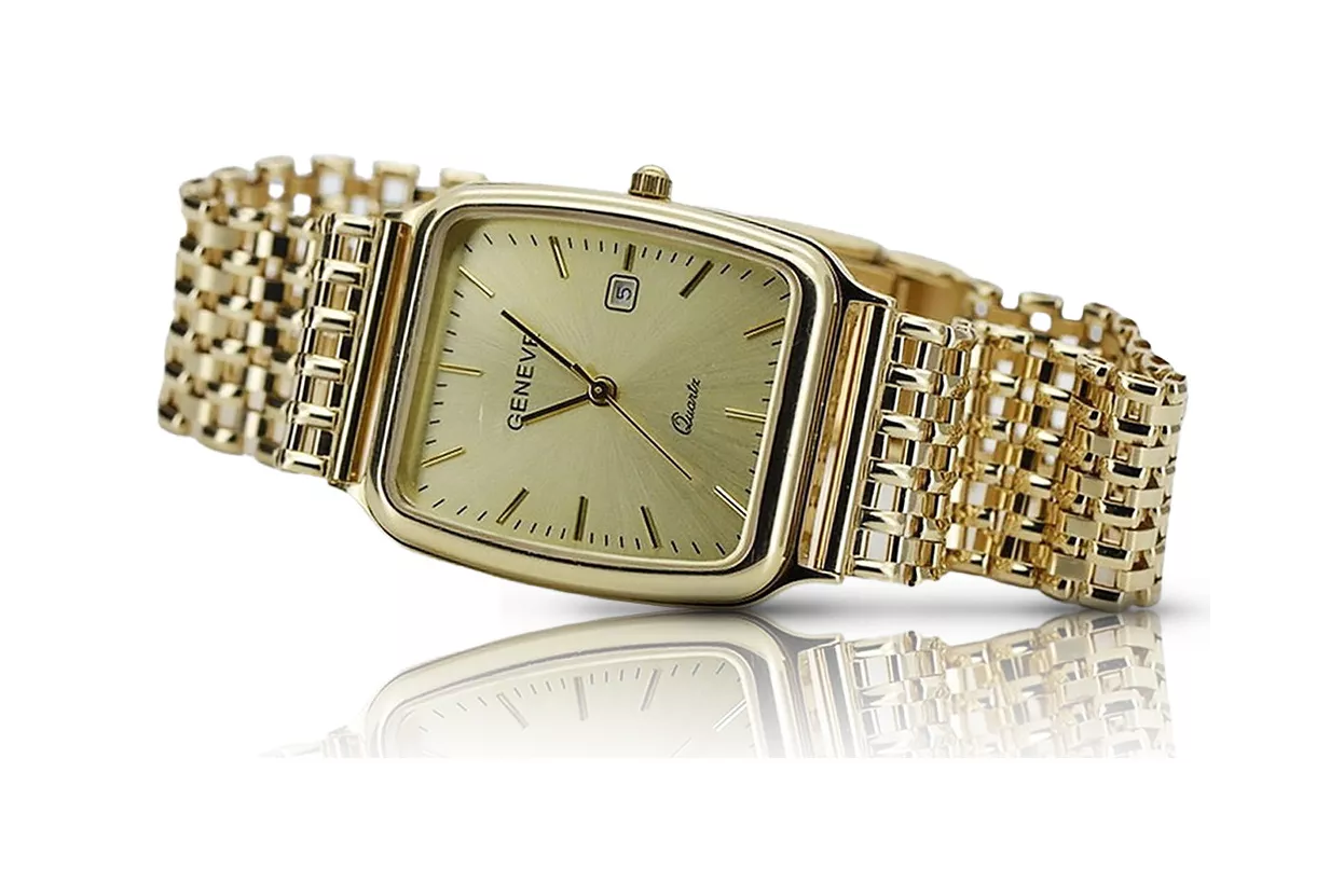 Reloj de oro para hombre Geneve ★ zlotychlopak.pl ★ Pureza de oro 585 333 Precio bajo!