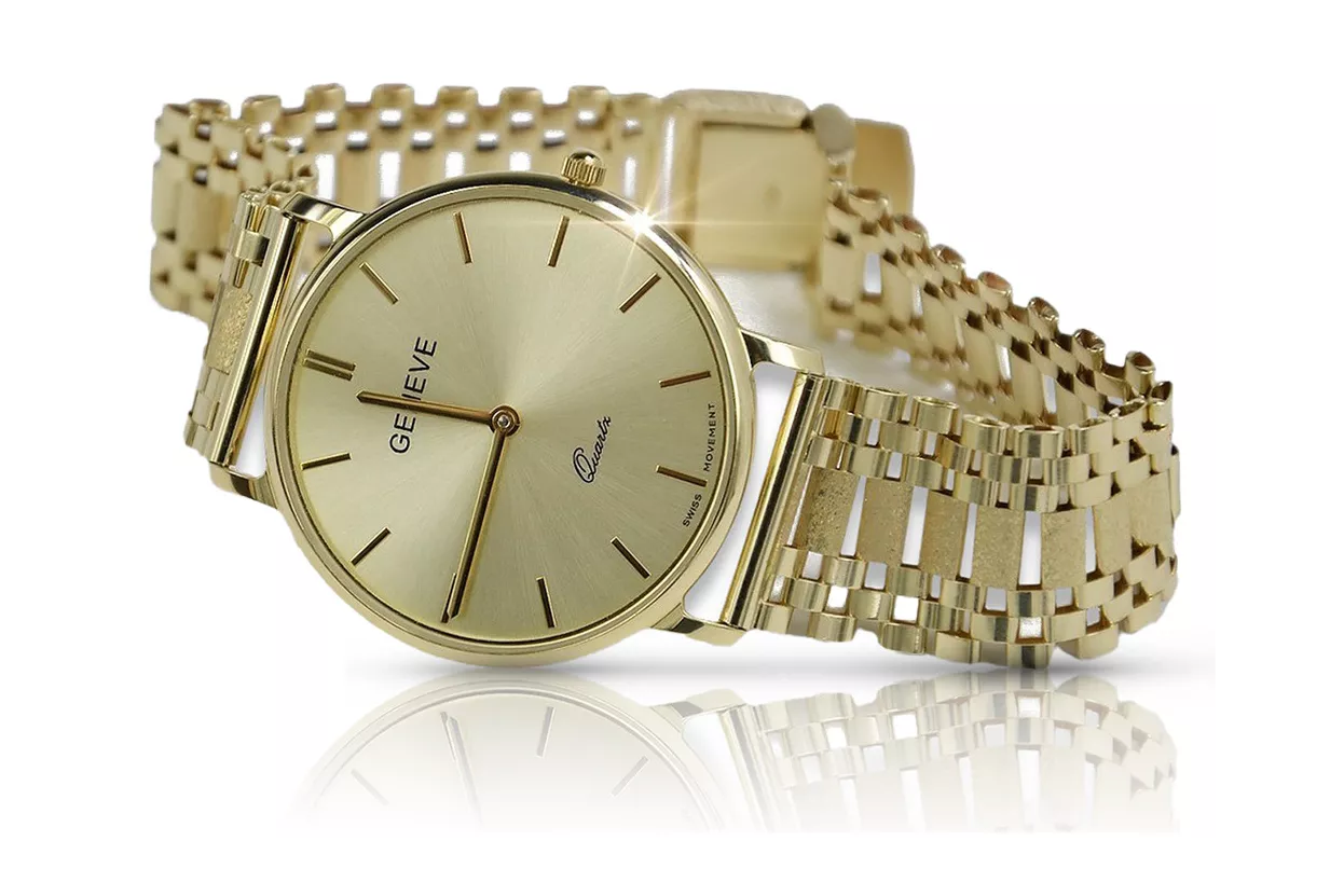 Reloj de oro para hombre Geneve ★ zlotychlopak.pl ★ Pureza de oro 585 333 Precio bajo!