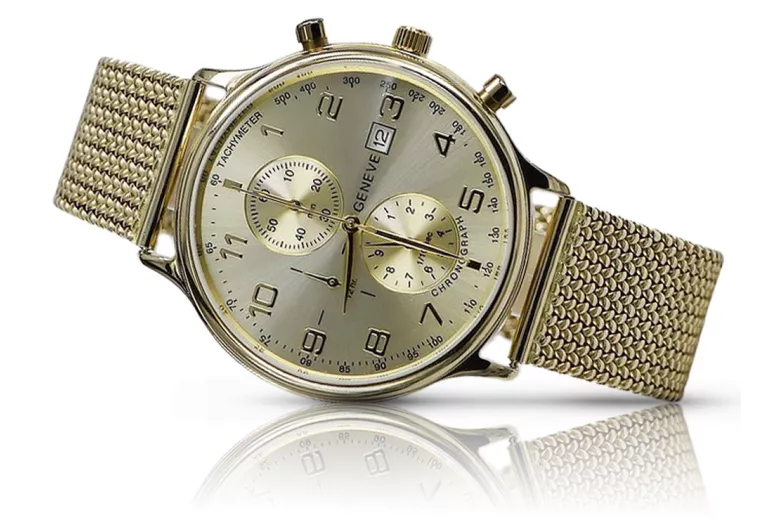 Galben 14k 585 ceas de aur pentru bărbați Geneve mw005y&mbw014y
