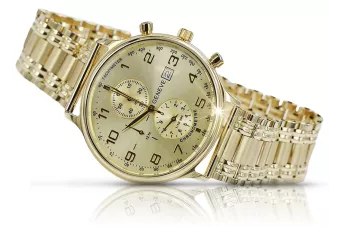 Жълт 14k златен мъжки часовник Geneve ръчен часовник mw005ydg&mbw006y