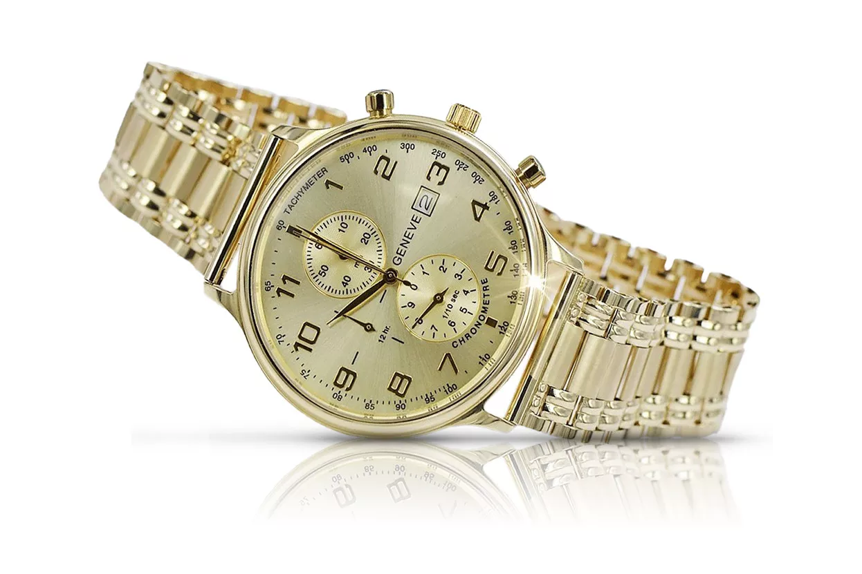 Reloj de oro para hombre Geneve ★ zlotychlopak.pl ★ Pureza de oro 585 333 Precio bajo!